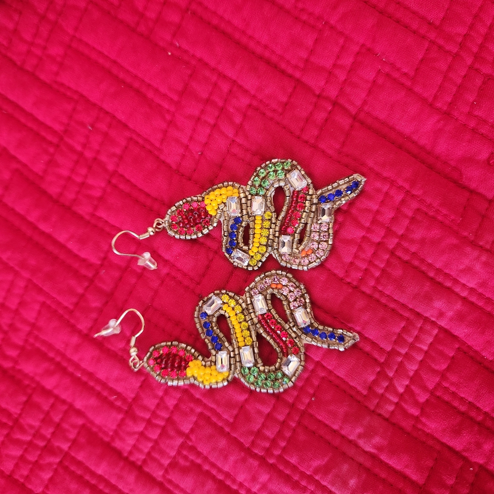 Colorful Beaded Snake Earrings